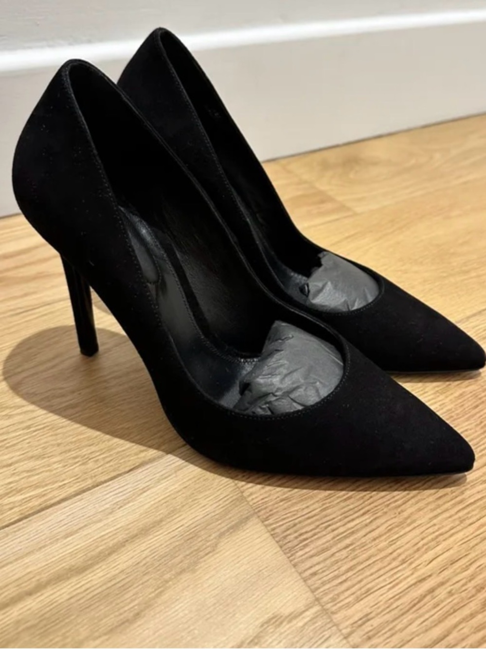 The Kooples Black Suede Pointed-Toe Stiletto Heels